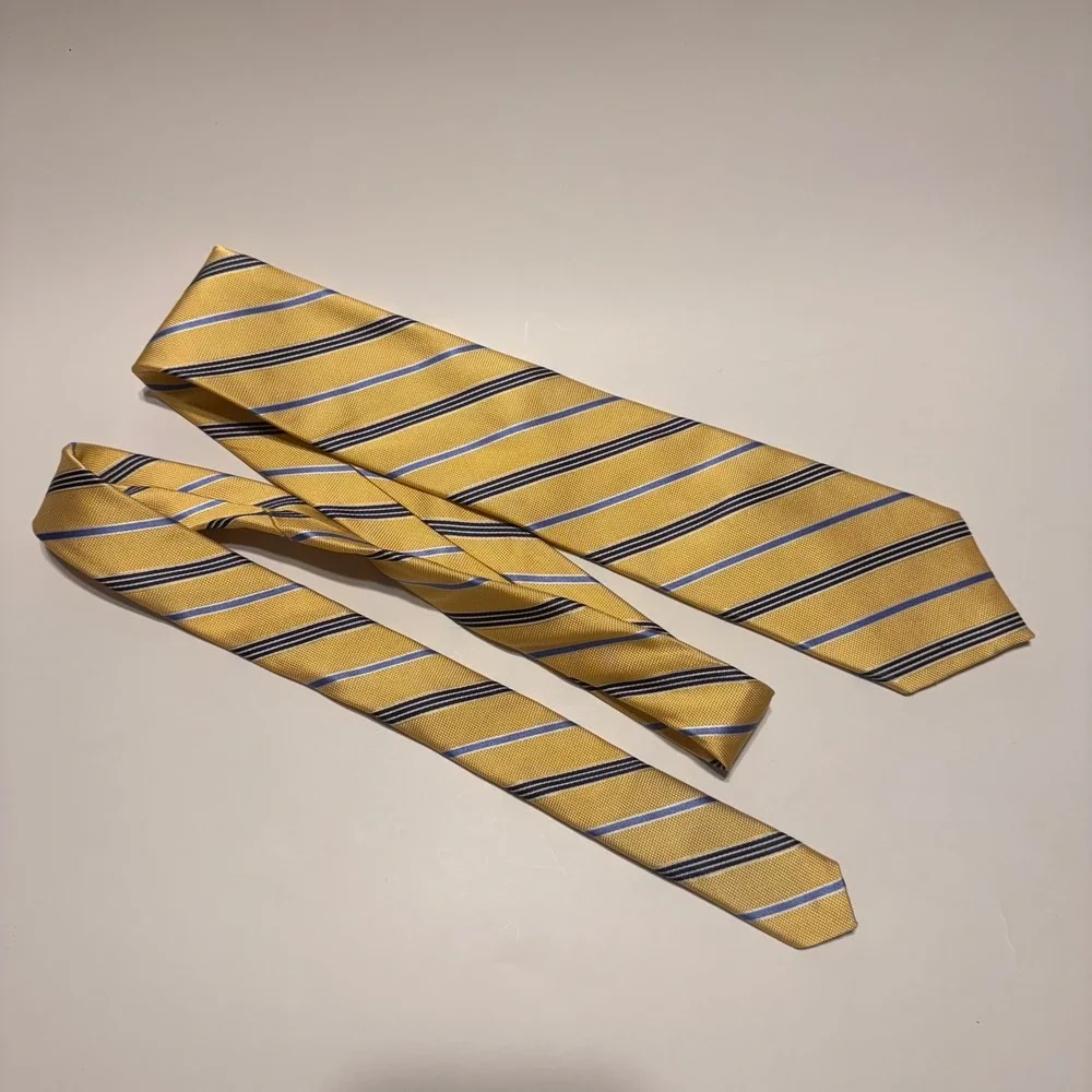 US Polo Assn. Yellow‎ Blue Striped 100%Silk Necktie Formal Business Men
